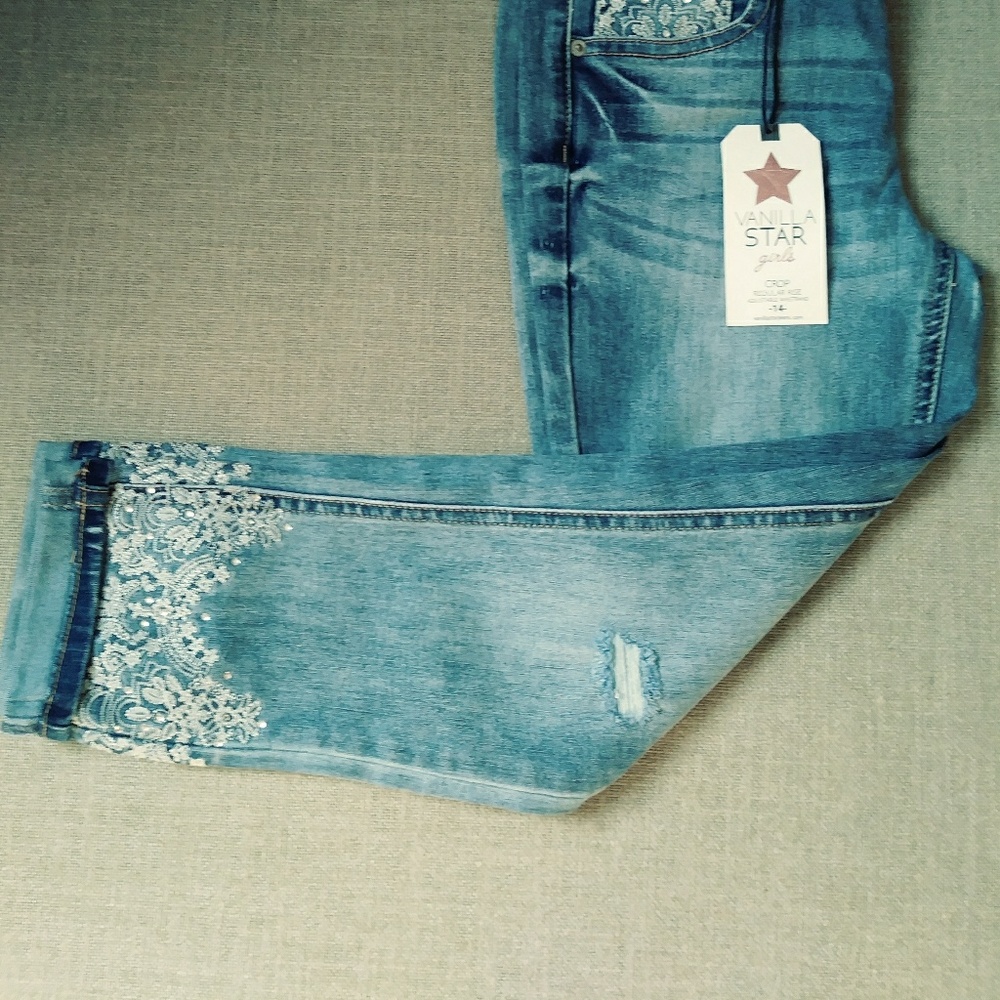 VANILLA STAR GIRLS CROP EMBROIDER JEAN